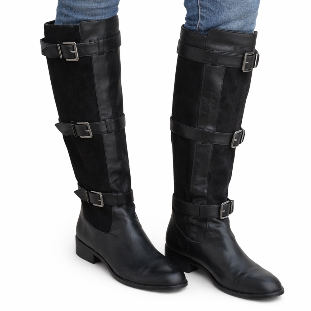 Vero Cuoio Black Moto Below the Knee Boots